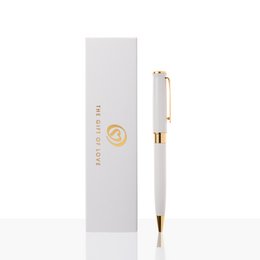 A sleek, white ballpoint pen with a gold accent, perfect for everyday writing.