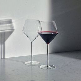 Enebro grande copa de vino tinto / juego de 2