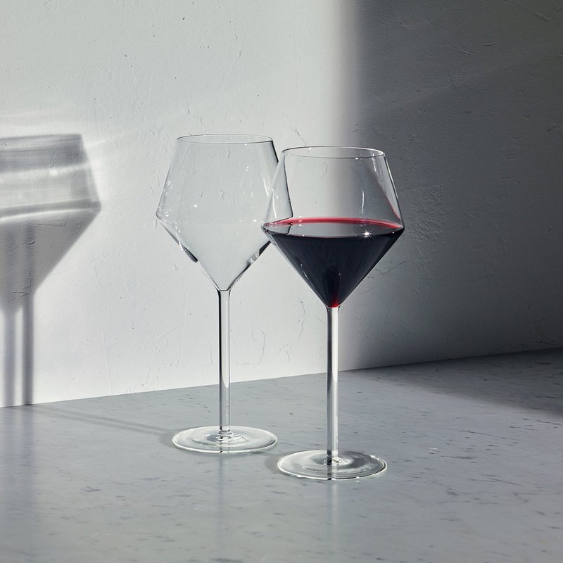 Enebro grande copa de vino tinto / juego de 2