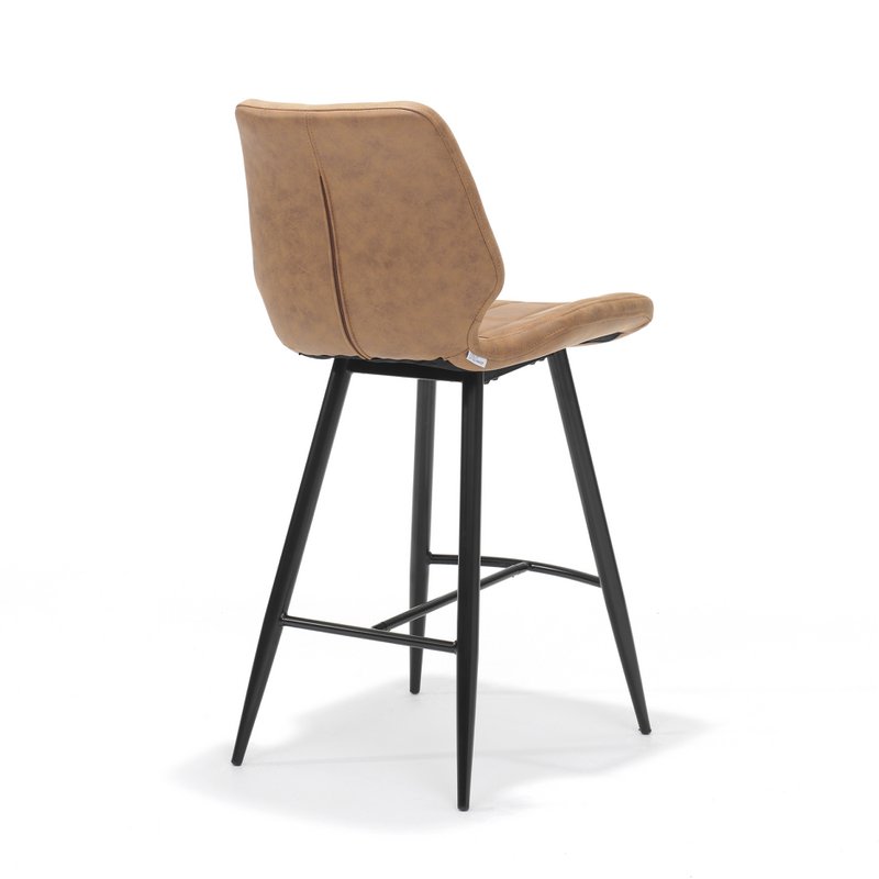 Barhocker Borgo schwarzer Stoff weicher Cognac