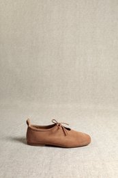 KATY COGNAC – Flache Schuhe aus weichem Leder mit Schnürung vorne