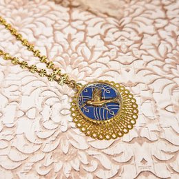 Bird Necklace Paradise Patrise Matter Deco Colibri Bleu Dore Mors dag Gave Mor