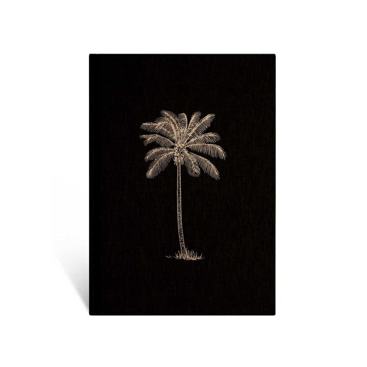 Notebook "Palm", A5, black / gold, linen cover