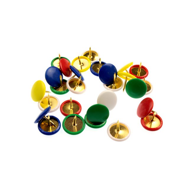 Thumbtacks Kangaro assorted hood brass plastic box 120 pcs