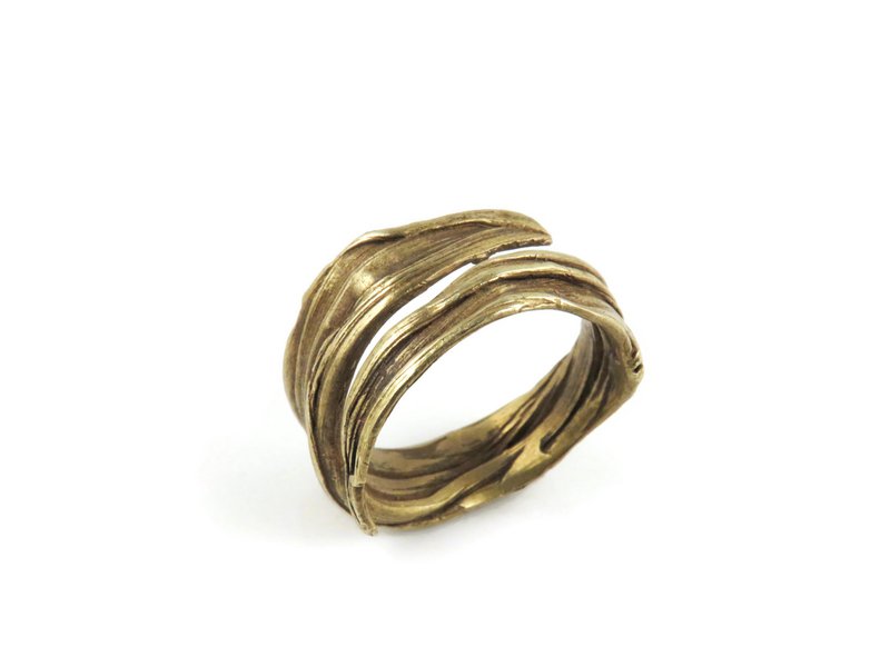 Patinated Bronze Adjustable Ring – Organic Sculptural
