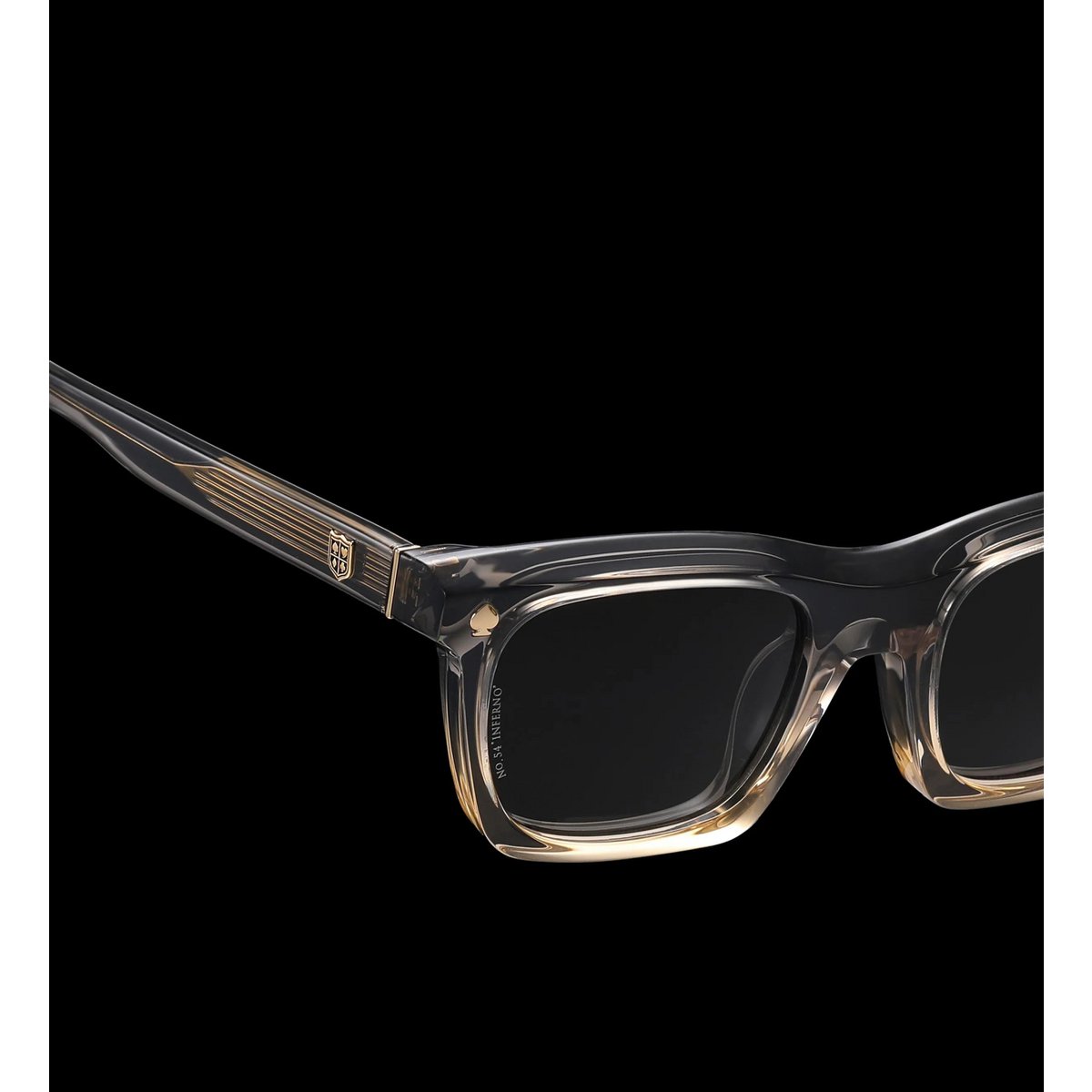 Walton et Mortimer NO. 54 : Lunettes de soleil grises transparentes "Inferno"