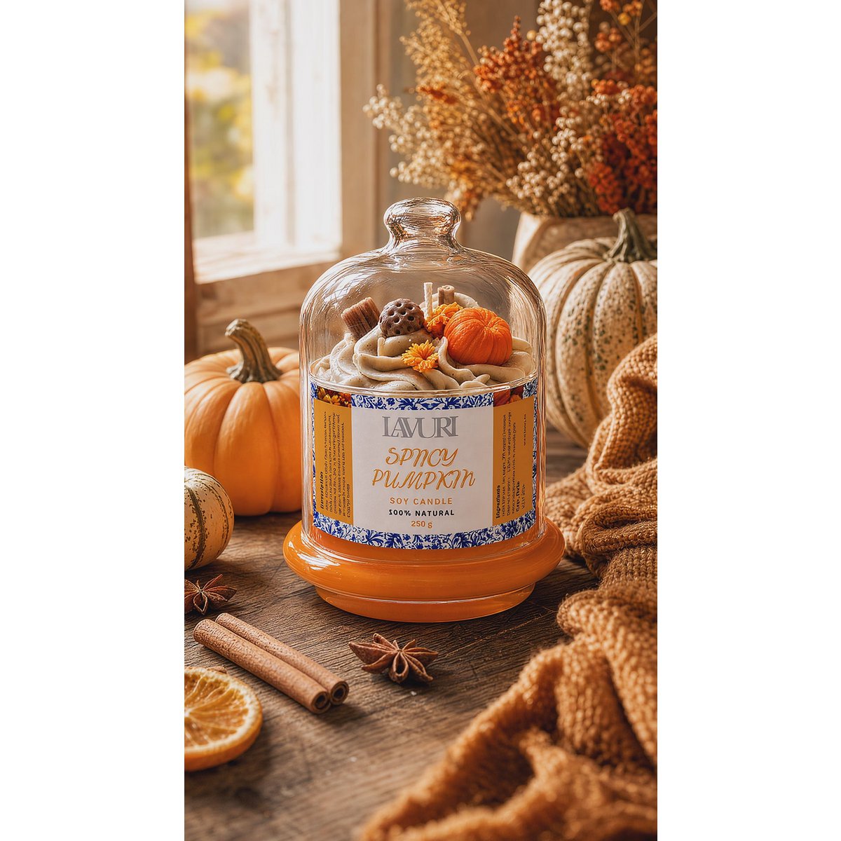 CREATIVE Vela de postre de calabaza picante, aroma a canela hecha a mano Duftkerze