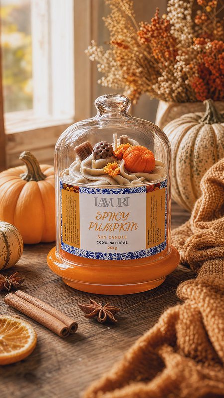 CREATIVE Vela de postre de calabaza picante, aroma a canela hecha a mano Duftkerze