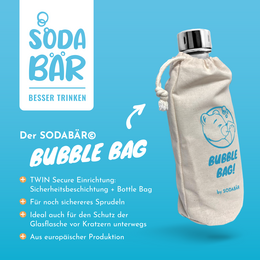 Bottiglia in vetro per gorgogliatore d'acqua (SodaStream*, Aarke*, ecc.) 0,7 l con TWIN SECURE, trasparente