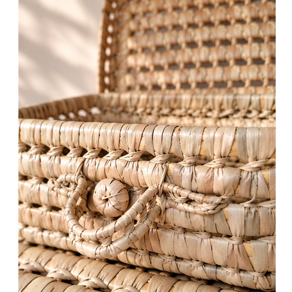 Handmade Wicker Suitcase, Palm Leaf Briefcase, Vintage Natural Fiber Basket for Children
