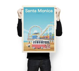 Affiche Santa Monica Vintage | Poster Ville Santa Monica Californie États-Unis
