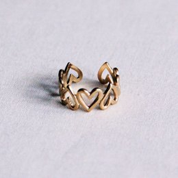 Anello regolabile in acciaio inossidabile con cuore - oro