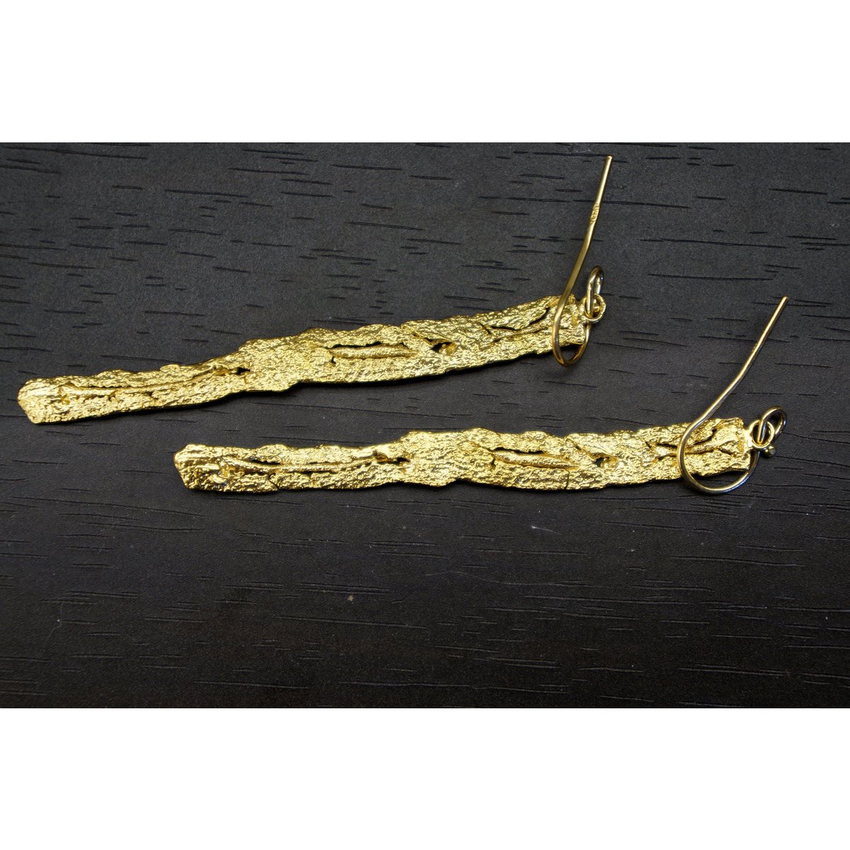 Boomschors oorbellen: handgemaakte natuursieraden (14k goud op zilver)