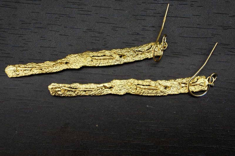 Boomschors oorbellen: handgemaakte natuursieraden (14k goud op zilver)