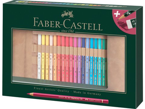 Rollkoffer FC Polychromos Bleistifte 34-tlg., 3x Graphitstifte 9000, 30 Polychromos
