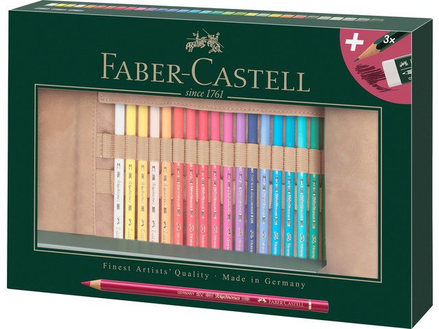 Rollkoffer FC Polychromos Bleistifte 34-tlg., 3x Graphitstifte 9000, 30 Polychromos