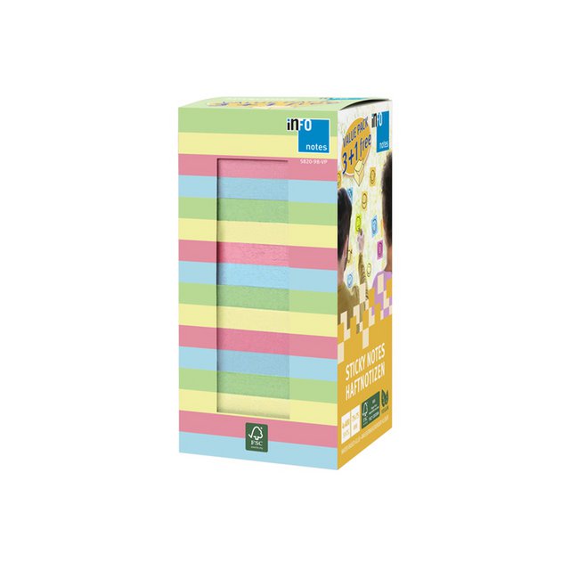 Info Notes 75x75mm 400 vel voordeelpak 3+1 gratis 100x pastel groen 100x pastel