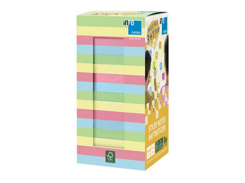 Info Notes 75x75mm 400 vel voordeelpak 3+1 gratis 100x pastel groen 100x pastel