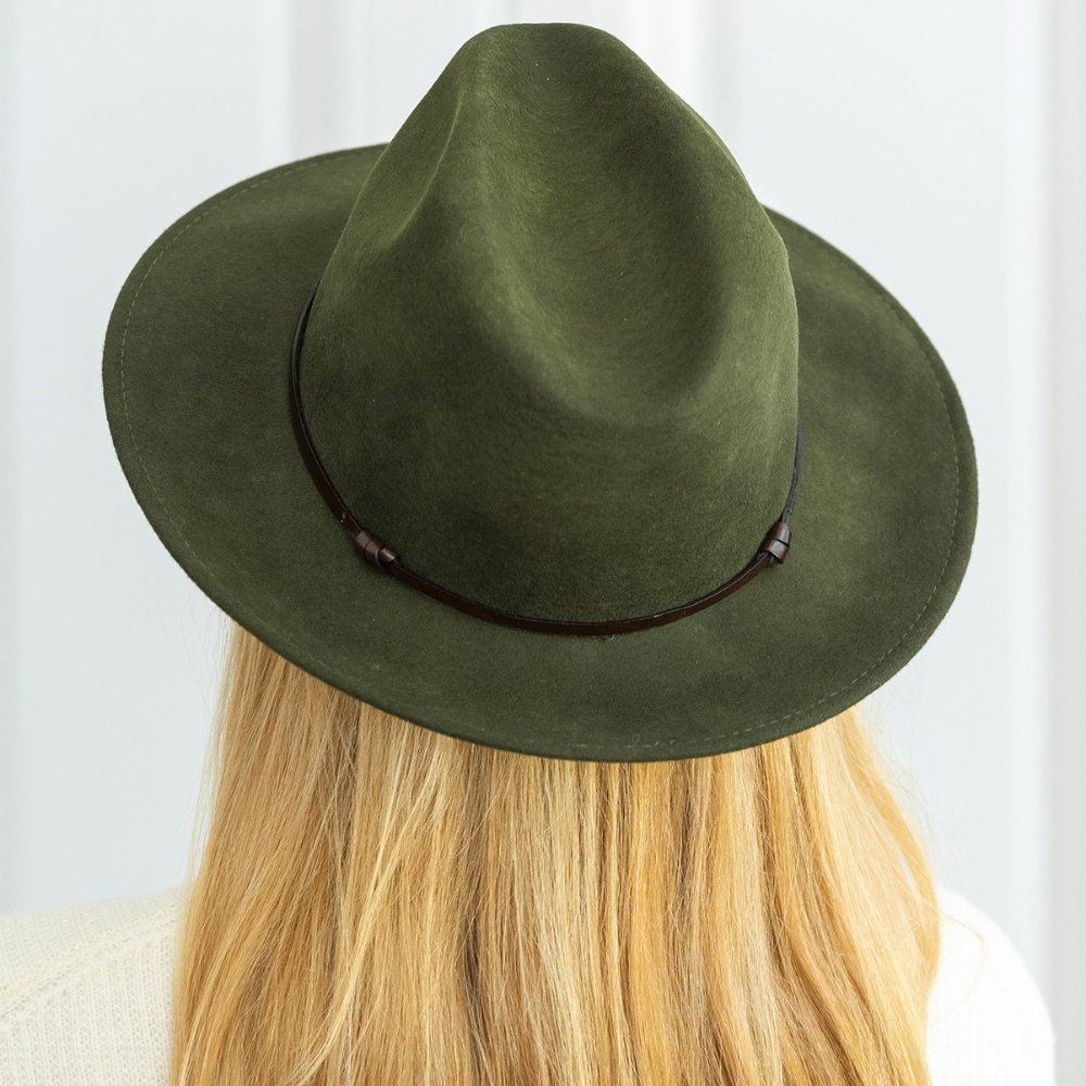 CHAPEAU FEUTRE - lien cuir, bord cousu