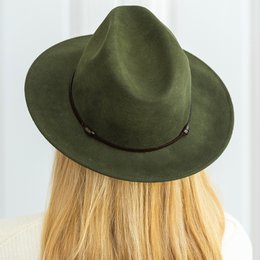 CHAPEAU FEUTRE - lien cuir, bord cousu