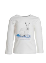 Langærmet T-shirt, Hvid med kaninprint foran