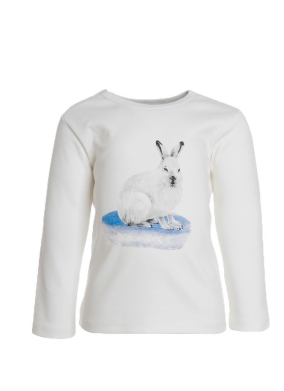 T-shirt met lange mouwen, wit met konijnenprint vooraan