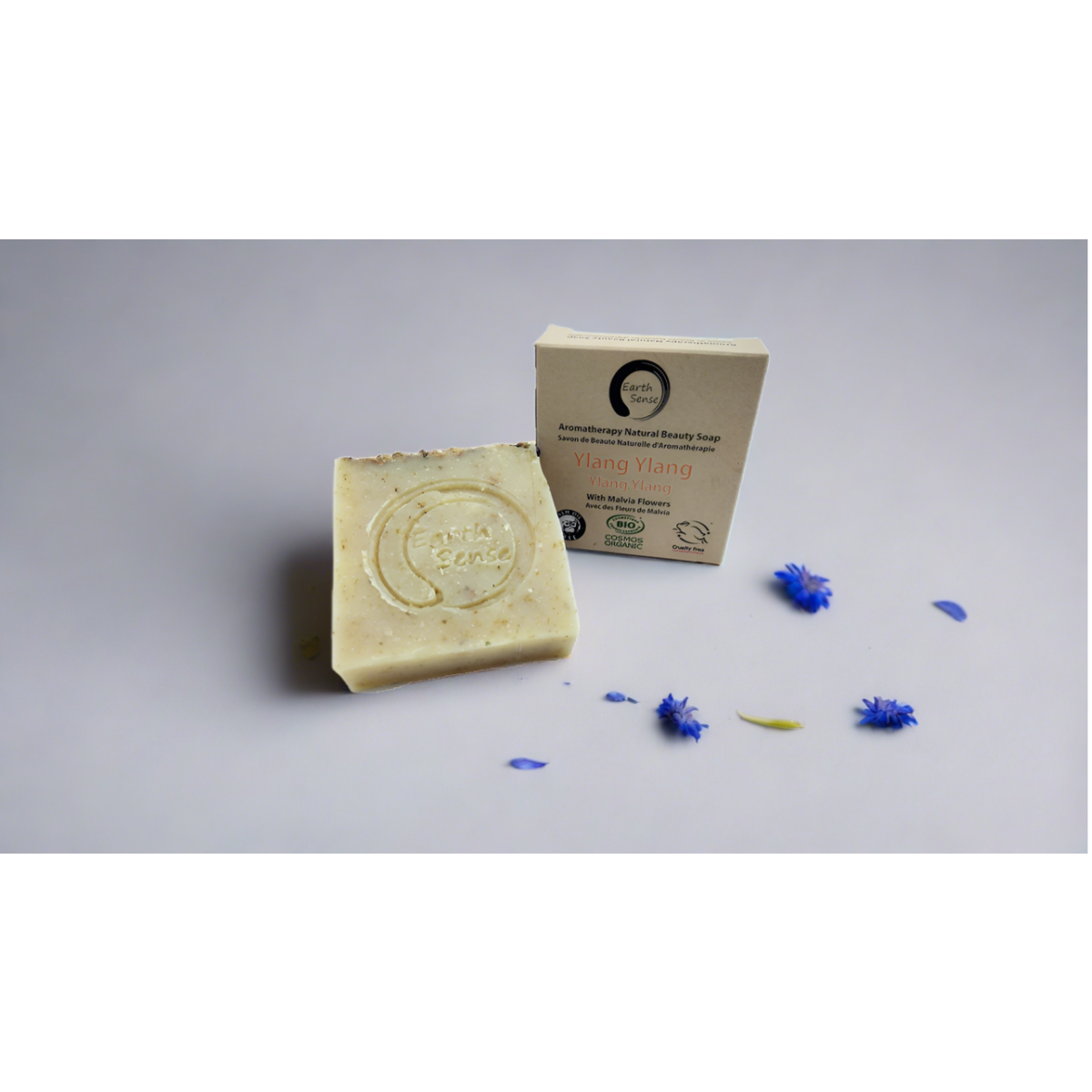 Organic Certified Solid Soap - Ylang Ylang with Blue Corn Flowers 90g