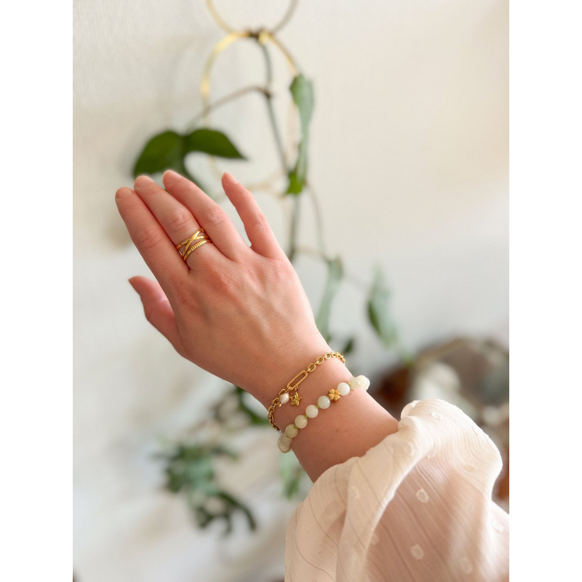 Przełącz bransoletę Pearl i Stone Golden