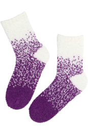 Purple soft socks with gradient speckled pattern, cozy knit texture, comfortable casual wear.