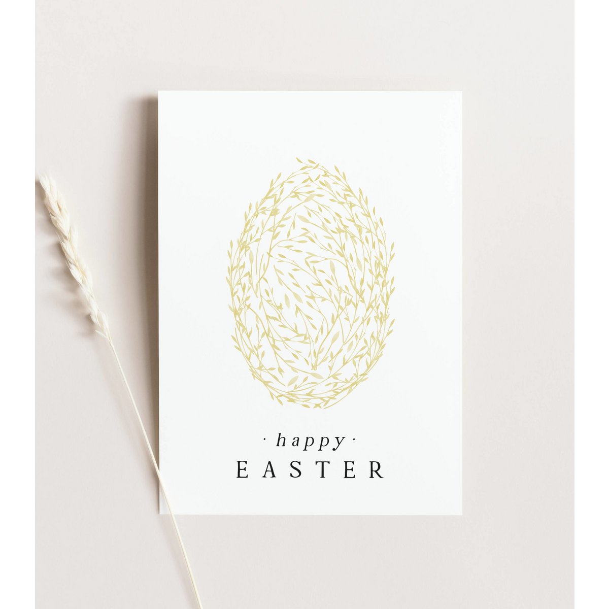 Carta di Pasqua - Giallo Florale Easter Egg, Happy Pasqua Cartolina, A6 Card