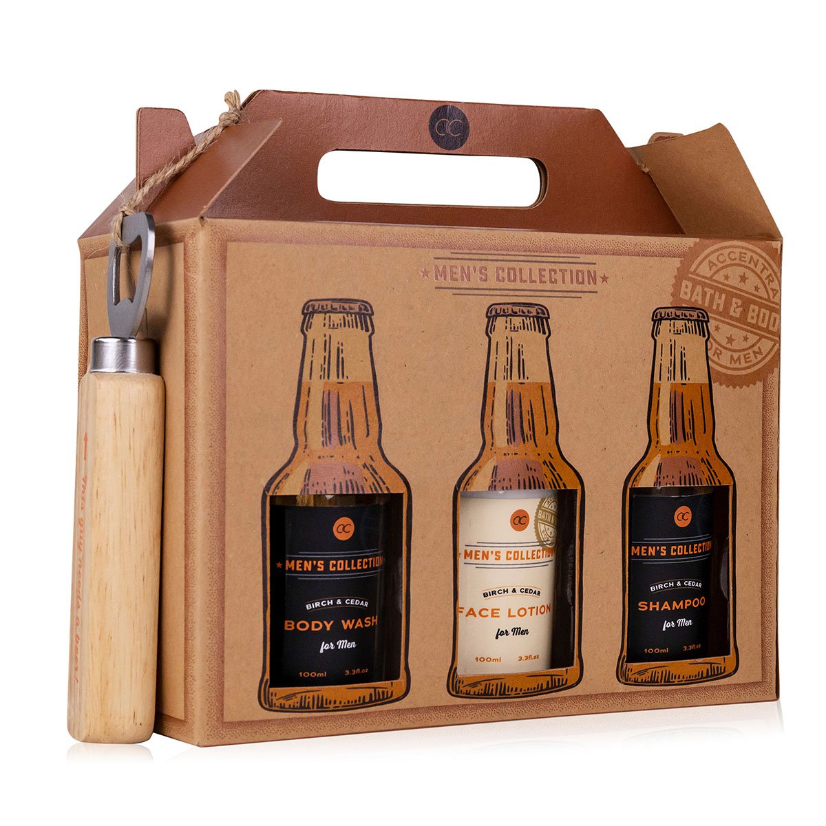 Geschenkset für Männer MEN'S COLLECTION in Sixpack Geschenkbox mit Flaschenöffner
