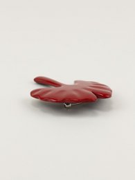 Red lacquered gingko brooch