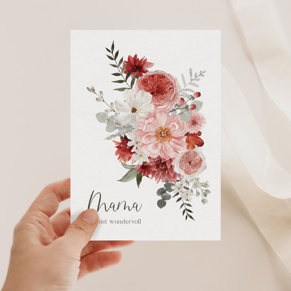 Tarjeta del Día de la Madre Tarjeta de felicitación A6 flores