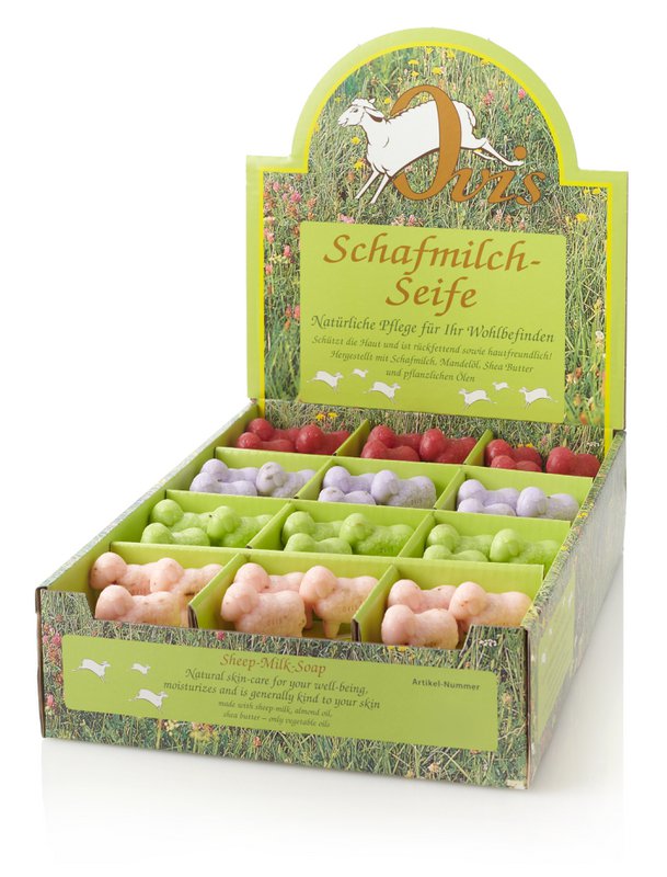 Ovis-Seife Schaf mollig klein bunt Display 72 Stk.