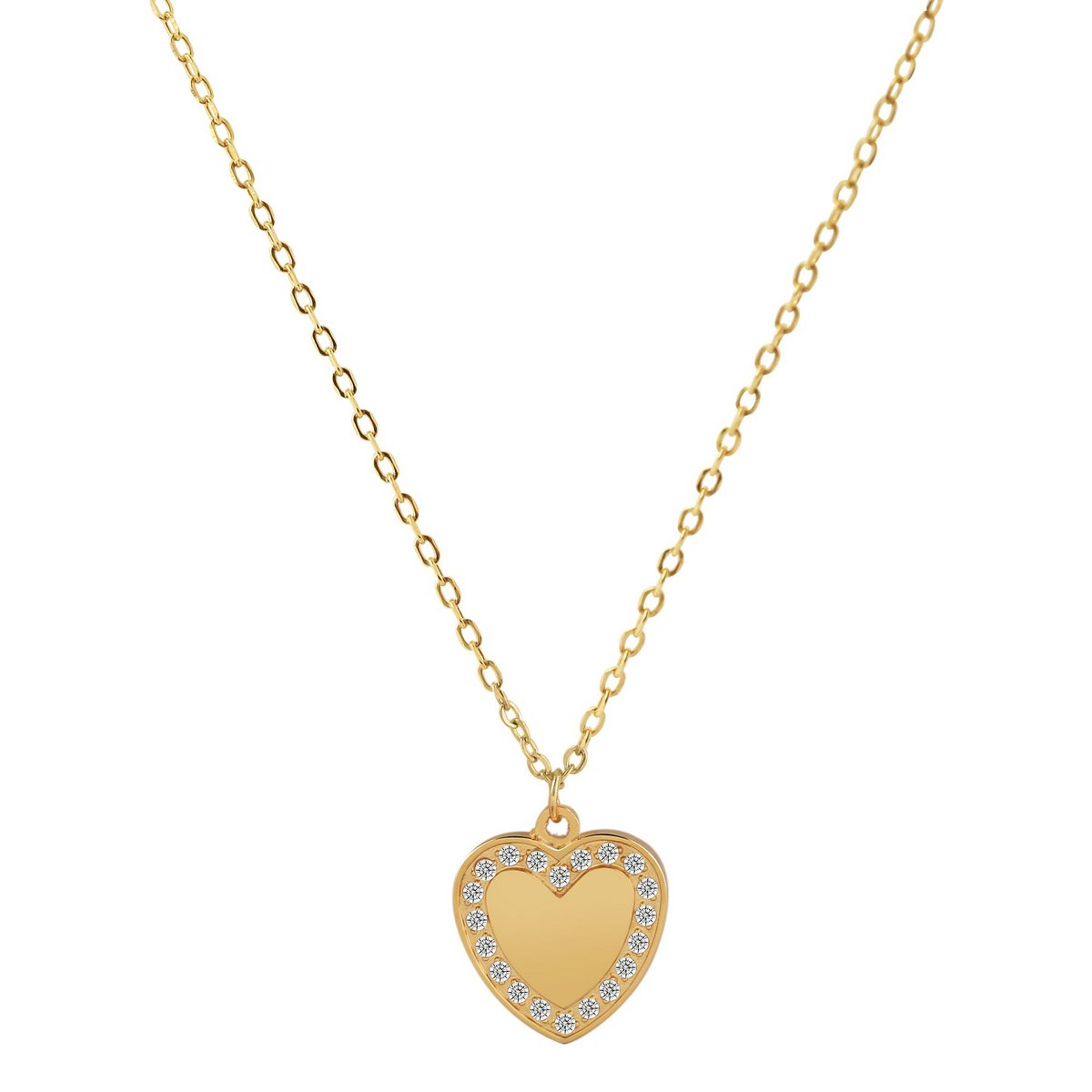 Accentketting met hartjeshanger "Paulina", roestvrij staal, ion-plated, goudkleurig