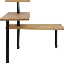 Bamboe Hoekrek – 3-Lagen - 43 x 27 x 43 cm - Ruimtebesparend Keuken Opbergrek – Badkamer Organizer - Hoekkastje – Duurzaam Plantenrek – Bruin