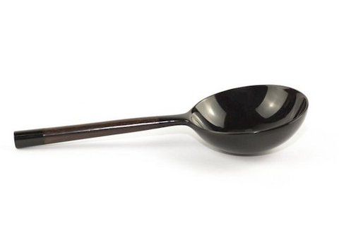 Black horn rice spoon with rosewood handle