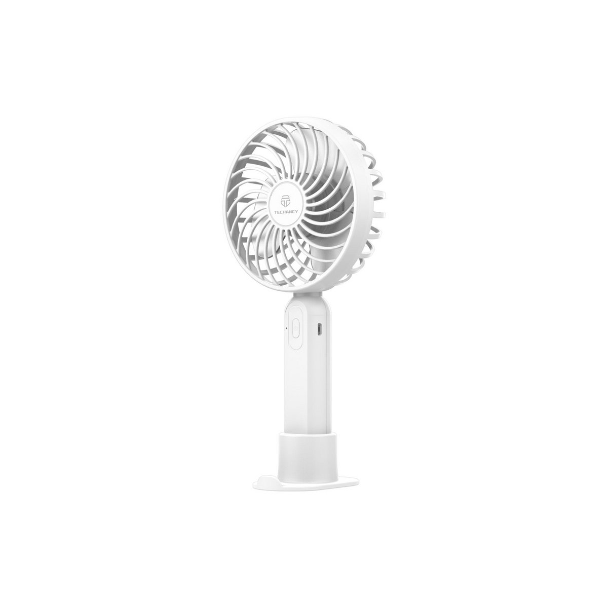 Techancy Ventoinha Portátil De Mão Branca KL7300, Ajustável A 3 Velocidades, Com Suporte Para Utilização Em Secretária