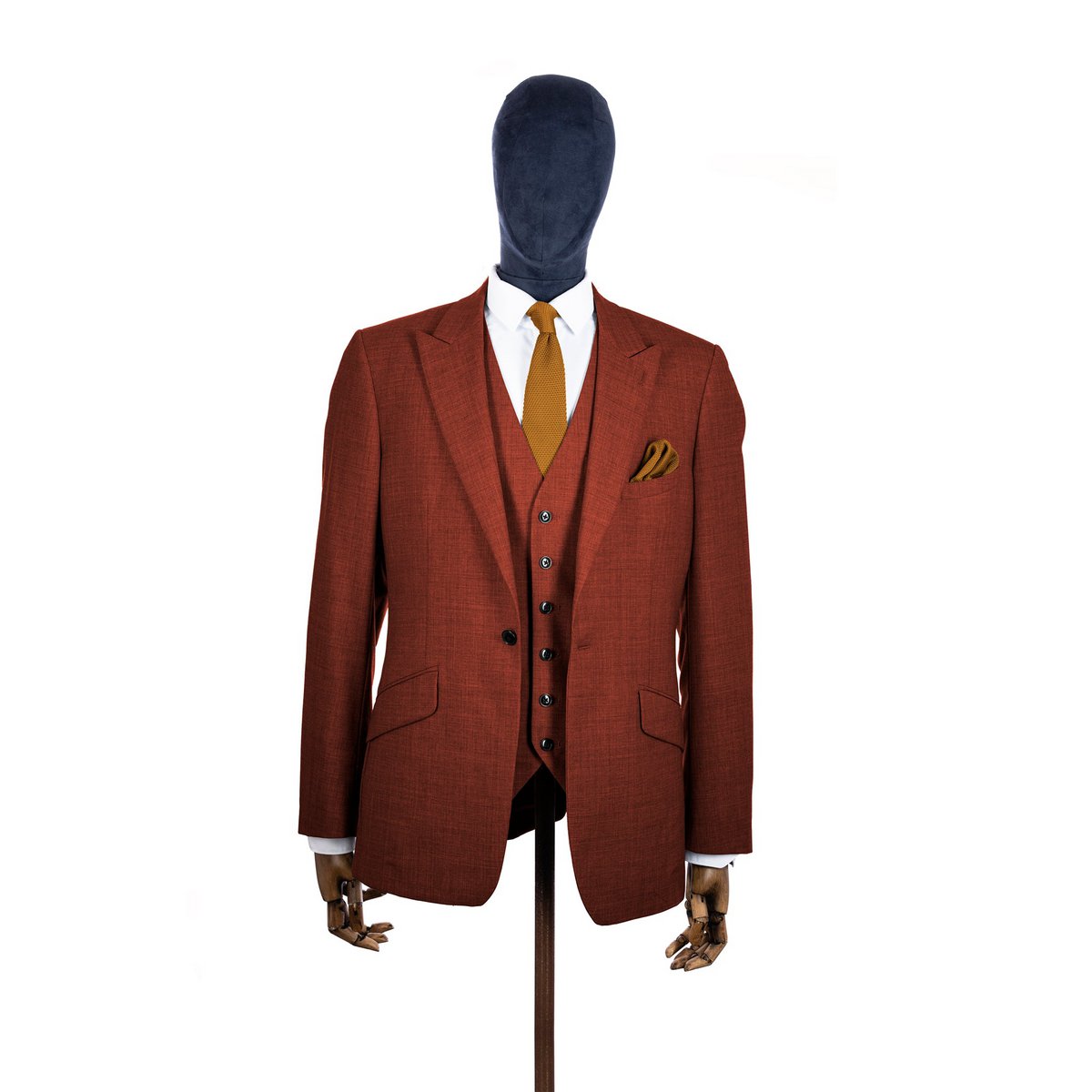 Orange ember knitted tie and pocket square set