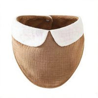 3 -layer hydrophilic bib / drool with cute collar - Brown