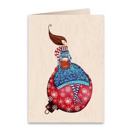 Cozy holidays Christmas Wooden folded greeting card