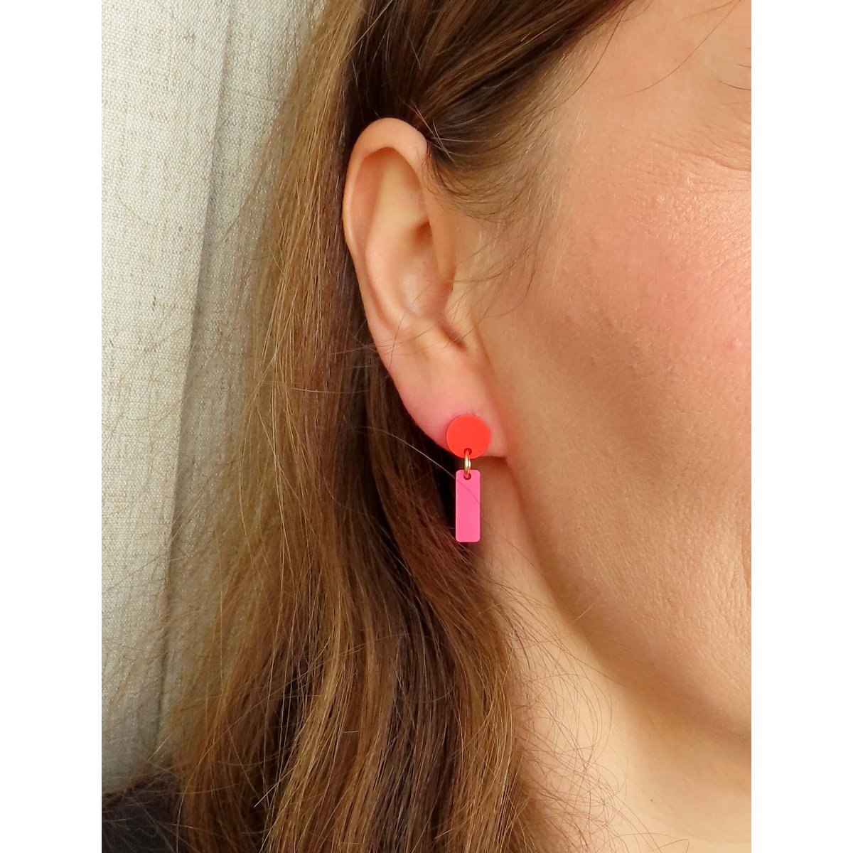 Mini Sticks Statement Oorbellen - roze inktblauw