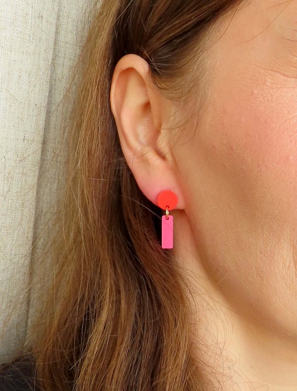 Orecchini Statement Mini Sticks - rosa blu inchiostro