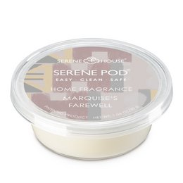 Serene House - Serene Pod® 30g - Marquise's Farewell, a wax melt product with a floral, sweet fragrance. The product is a round, white wax melt with a textured surface.