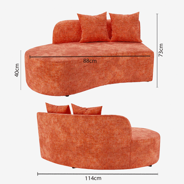 Módulo sofá – Sillón esquinero Alba de terciopelo ocre
