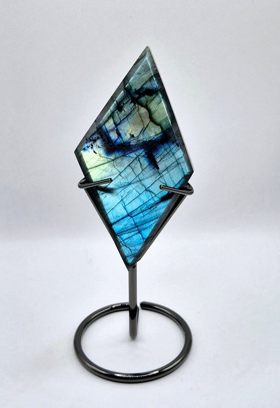 Diamant de pierre précieuse labradorite flashy avec support (cadeau de Noël)
