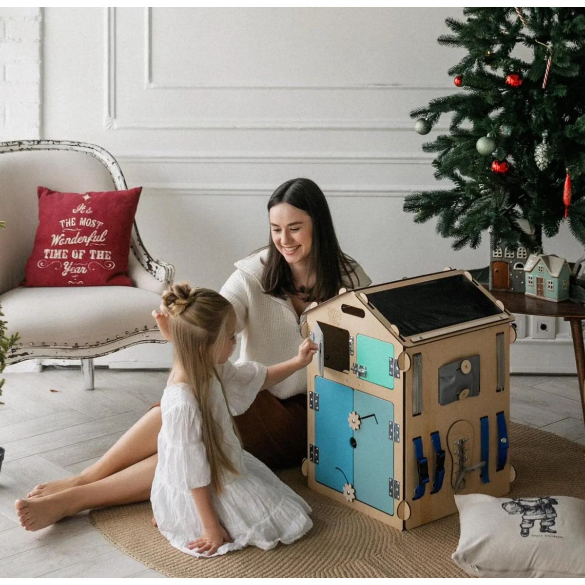 Set - BusyBoard house natura/mint and creative cube