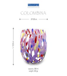 6 Big Colombina vand Big Colombine Bold og håndhåndet med Murrine di Murano, "I Colori di Murano" 435 Ml Line. Lavet i Italien
