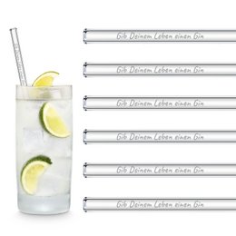 Gib Deinem Leben einen Gin Edition 6x 20cm Glasstrohhalme mit Gin Spruch