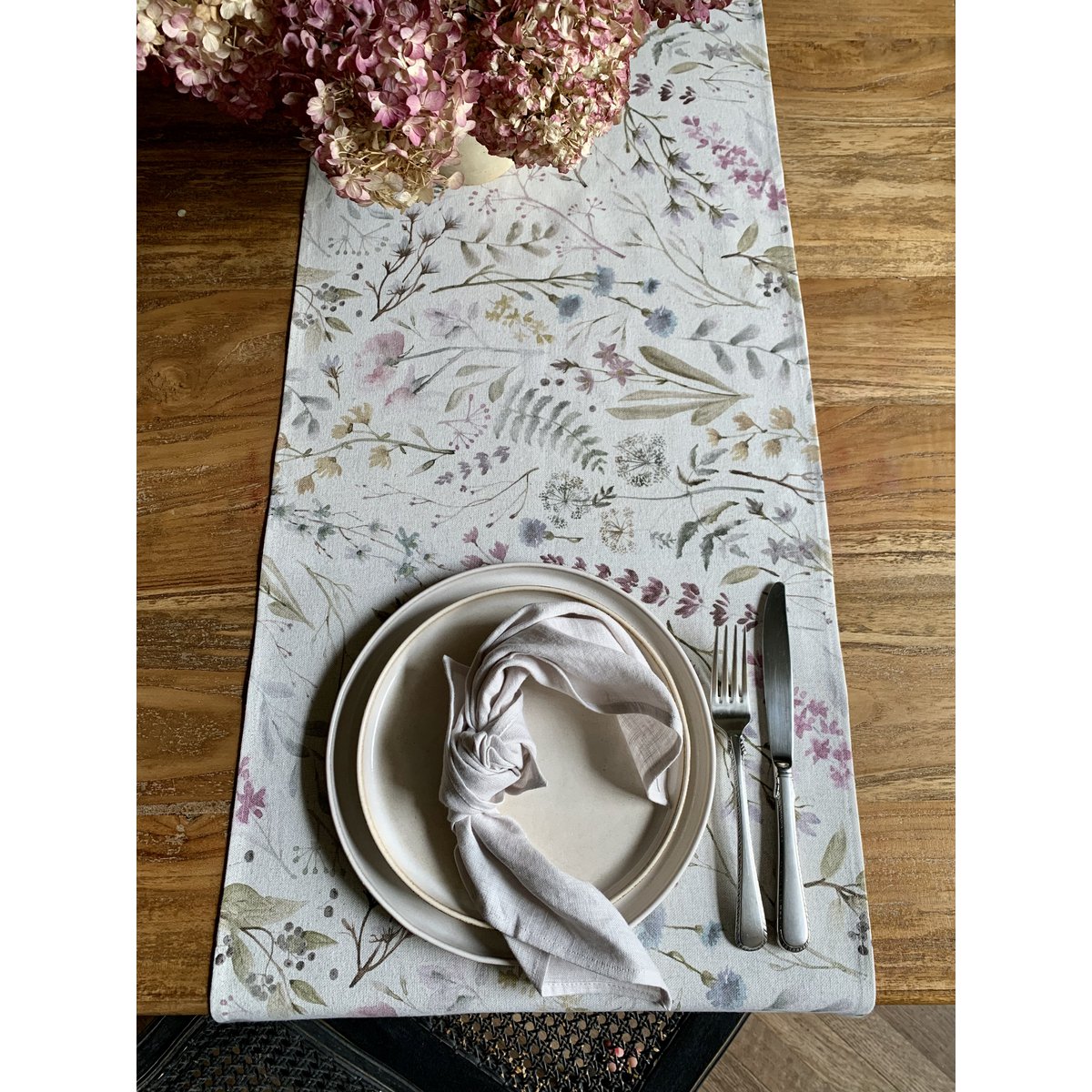 Chemin de table, mélange lin-coton, imprimé | Aïtana